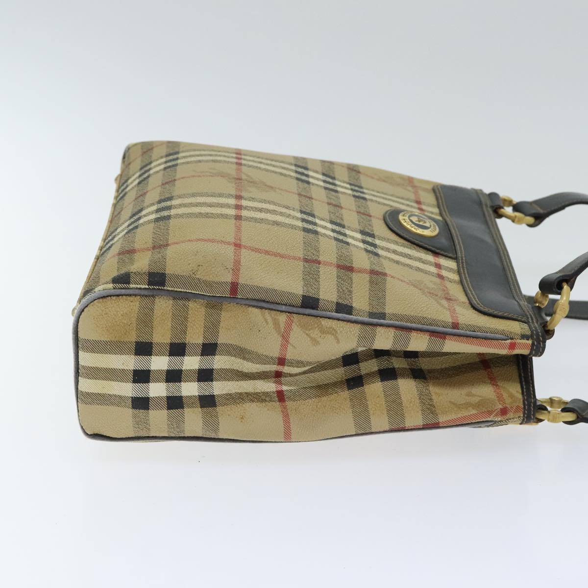 BURBERRY Nova Check Hand Bag PVC Beige Auth 93887