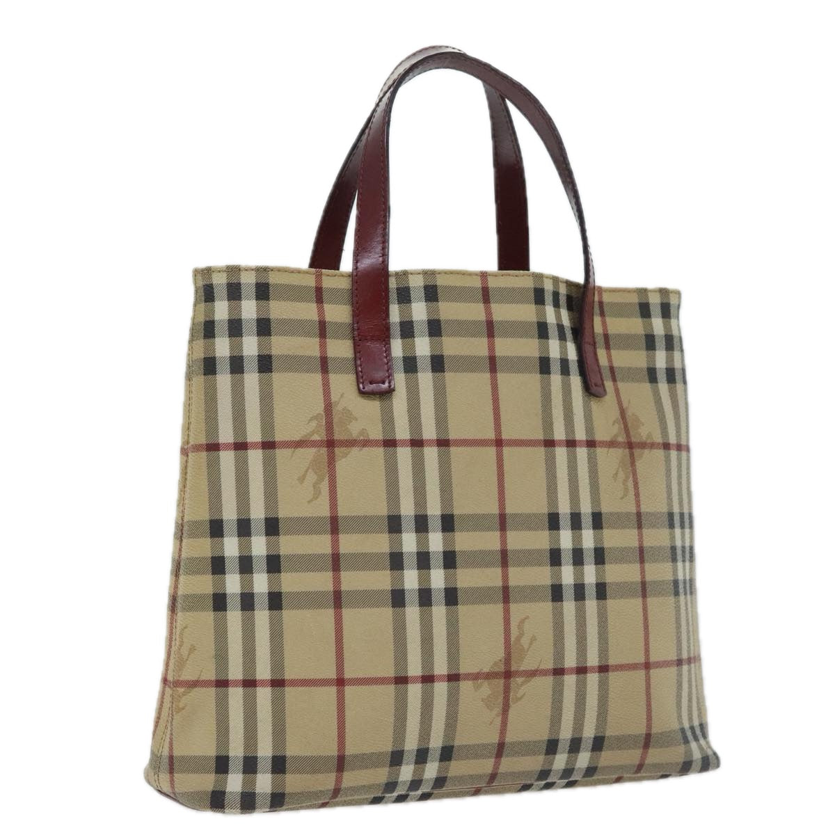 BURBERRY Nova Check Hand Bag PVC Beige Auth 93888