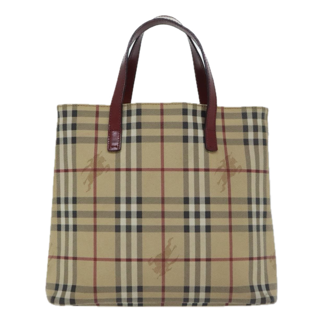 BURBERRY Nova Check Hand Bag PVC Beige Auth 93888 - 0