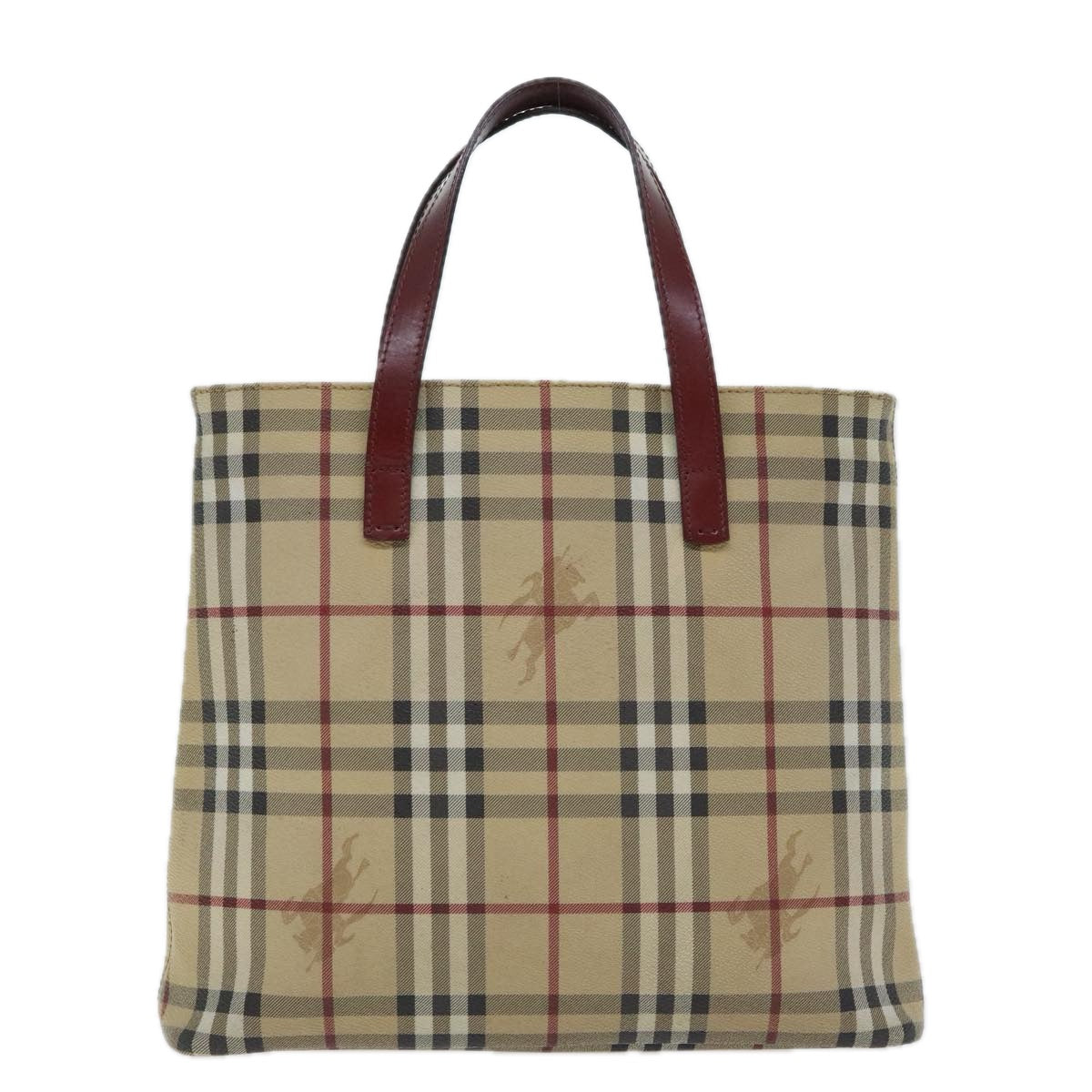 BURBERRY Nova Check Hand Bag PVC Beige Auth 93888