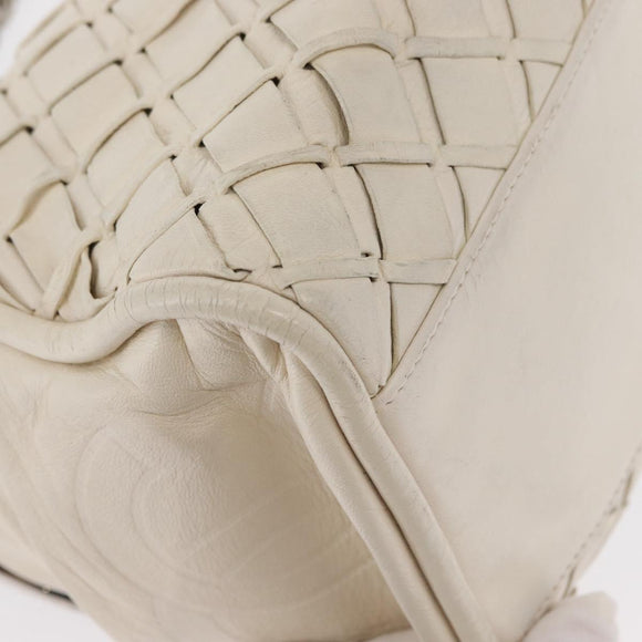 CHANEL Chain Shoulder Bag Leather White CC Auth 93890