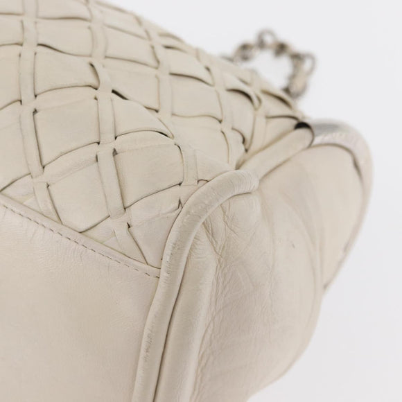 CHANEL Chain Shoulder Bag Leather White CC Auth 93890