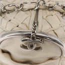CHANEL Chain Shoulder Bag Leather White CC Auth 93890-14