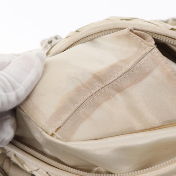 CHANEL Chain Shoulder Bag Leather White CC Auth 93890