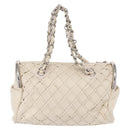 CHANEL Chain Shoulder Bag Leather White CC Auth 93890-3