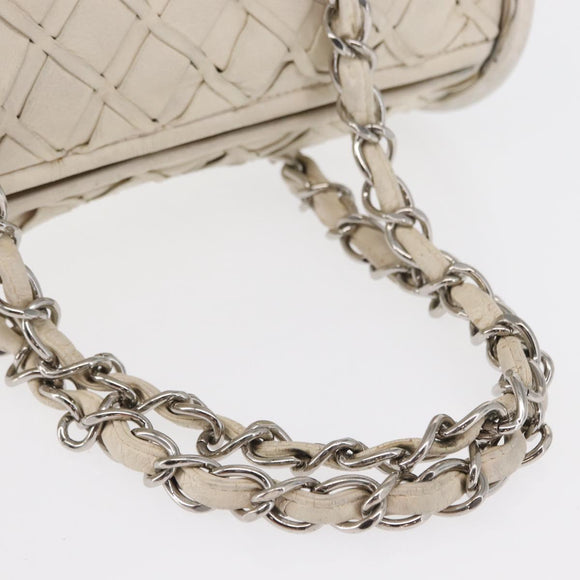 CHANEL Chain Shoulder Bag Leather White CC Auth 93890