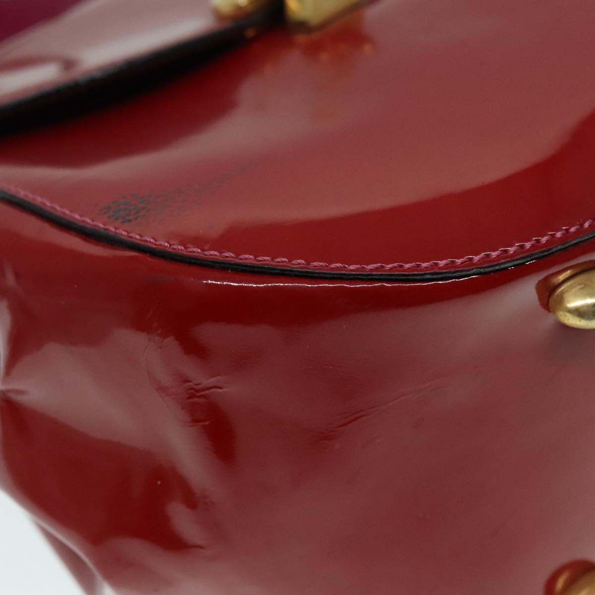 CELINE Backpack Enamel Red Gold Auth 93985