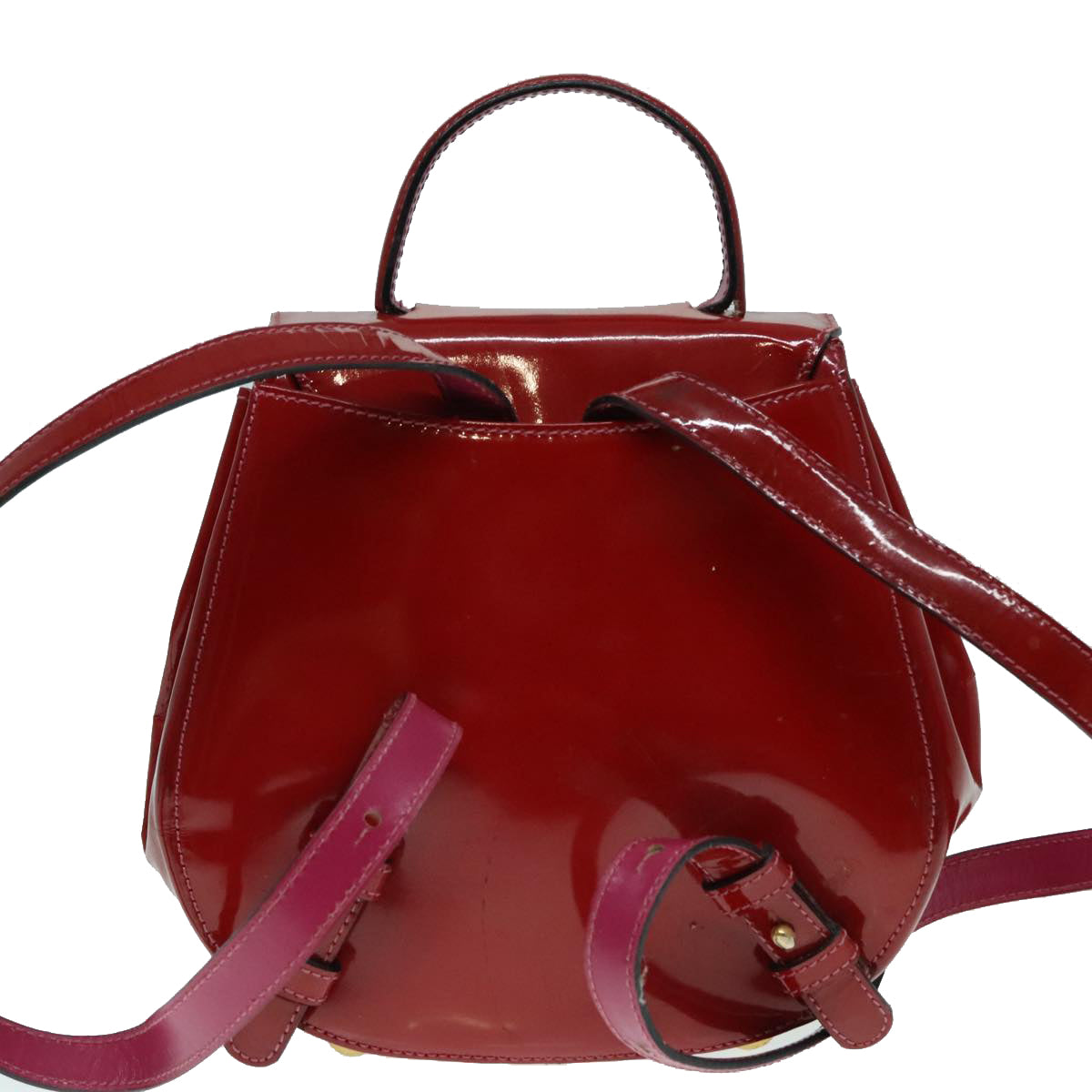 CELINE Backpack Enamel Red Gold Auth 93985 - 0