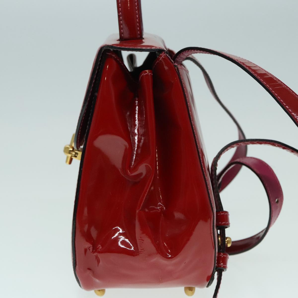 CELINE Backpack Enamel Red Gold Auth 93985