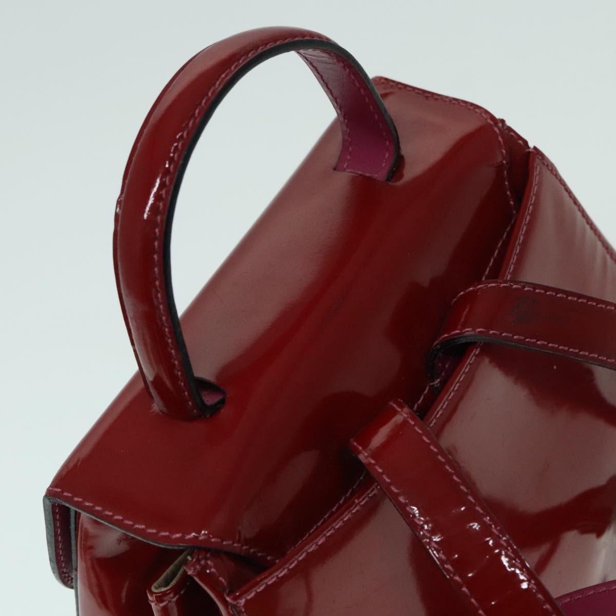 CELINE Backpack Enamel Red Gold Auth 93985