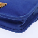 PRADA Shoulder Bag Canvas Blue Gold Auth 93988-15