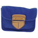 PRADA Shoulder Bag Canvas Blue Gold Auth 93988-13