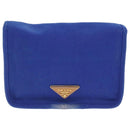 PRADA Shoulder Bag Canvas Blue Gold Auth 93988-2