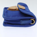 PRADA Shoulder Bag Canvas Blue Gold Auth 93988-3