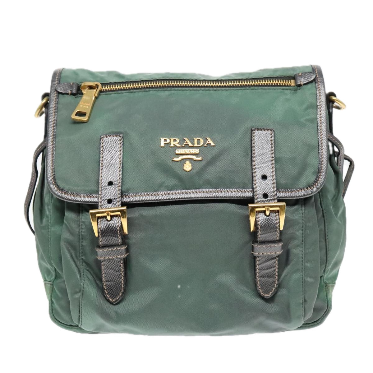 PRADA Shoulder Bag Nylon Green Auth 93999