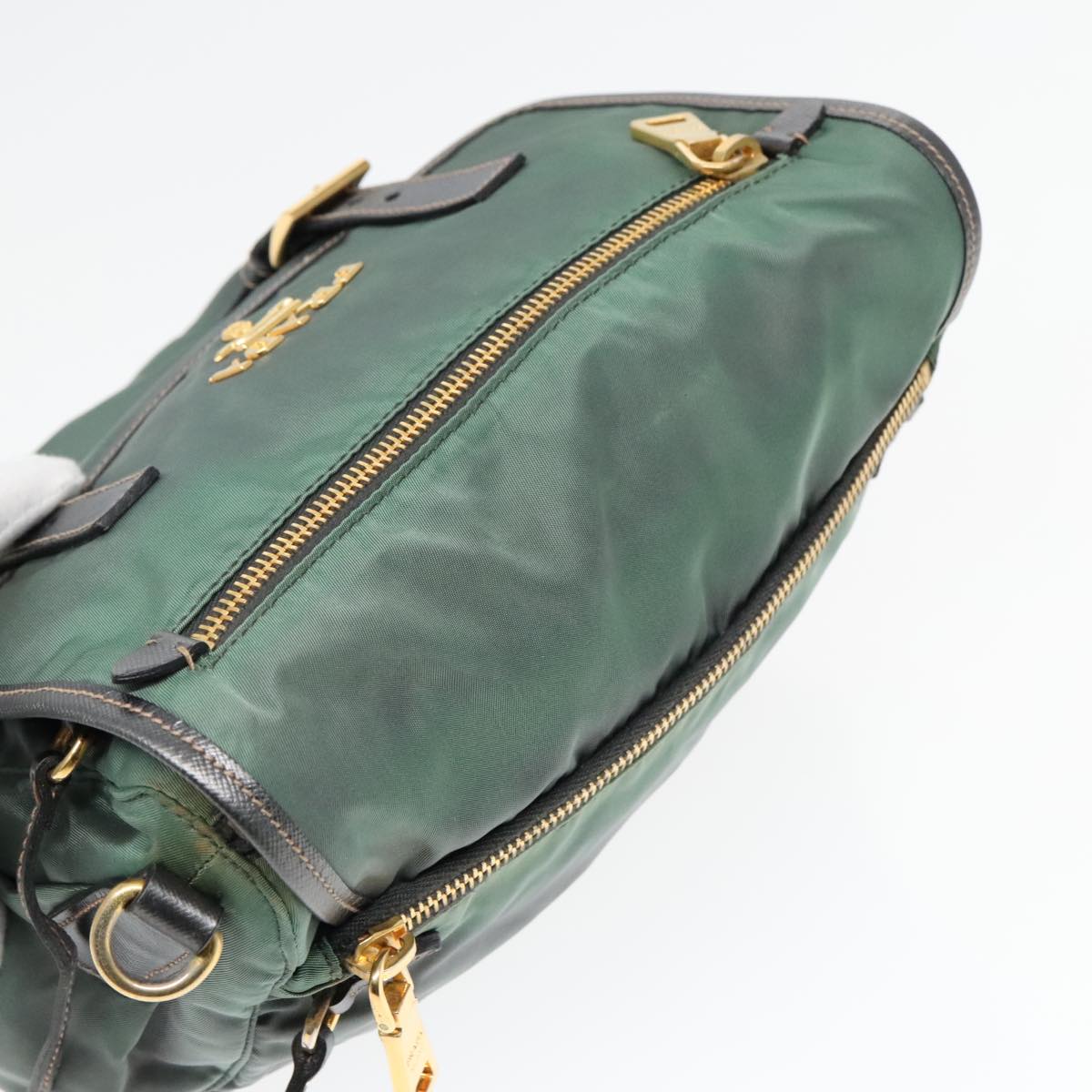 PRADA Shoulder Bag Nylon Green Auth 93999