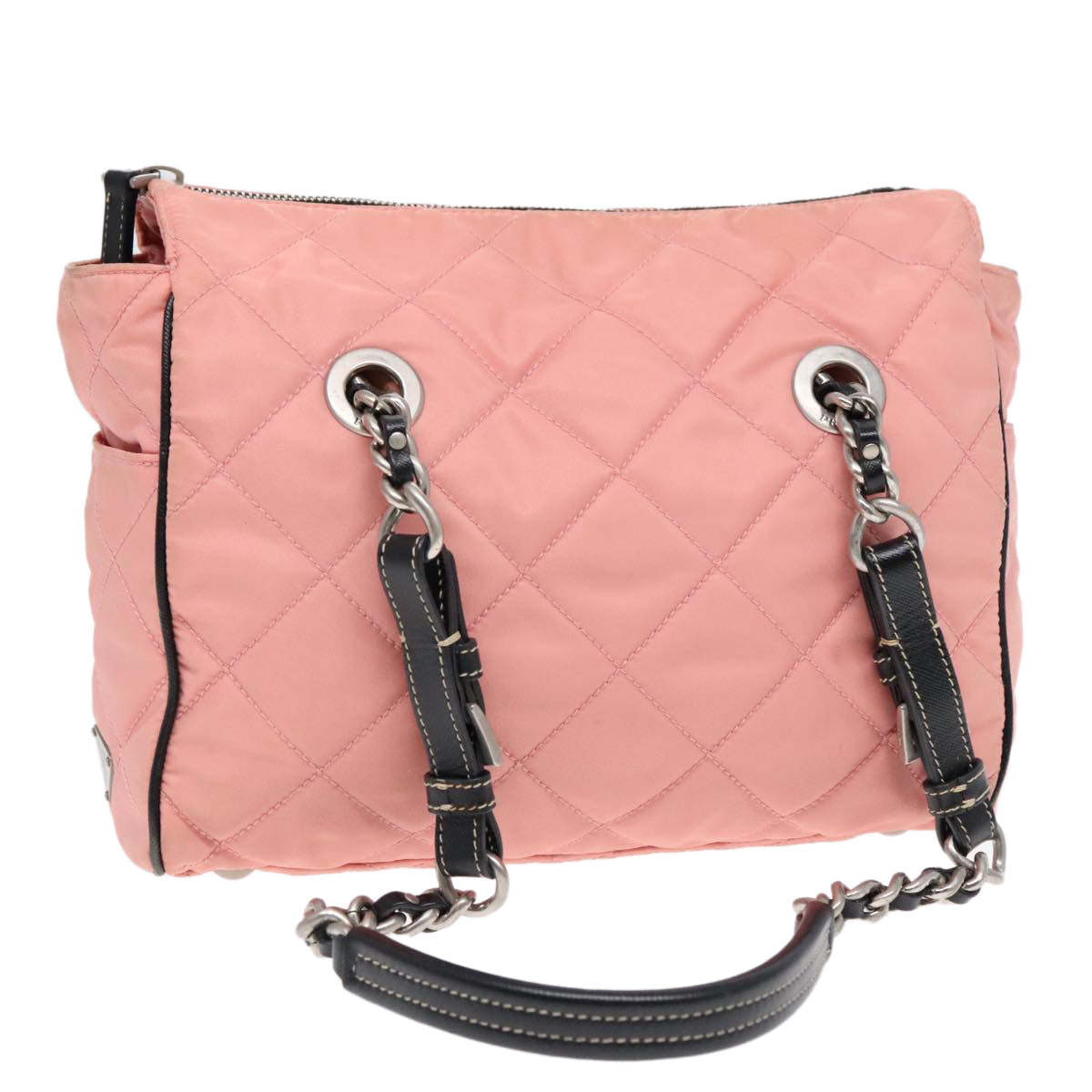 PRADA Quilted Chain Shoulder Bag Nylon Pink Auth 94001