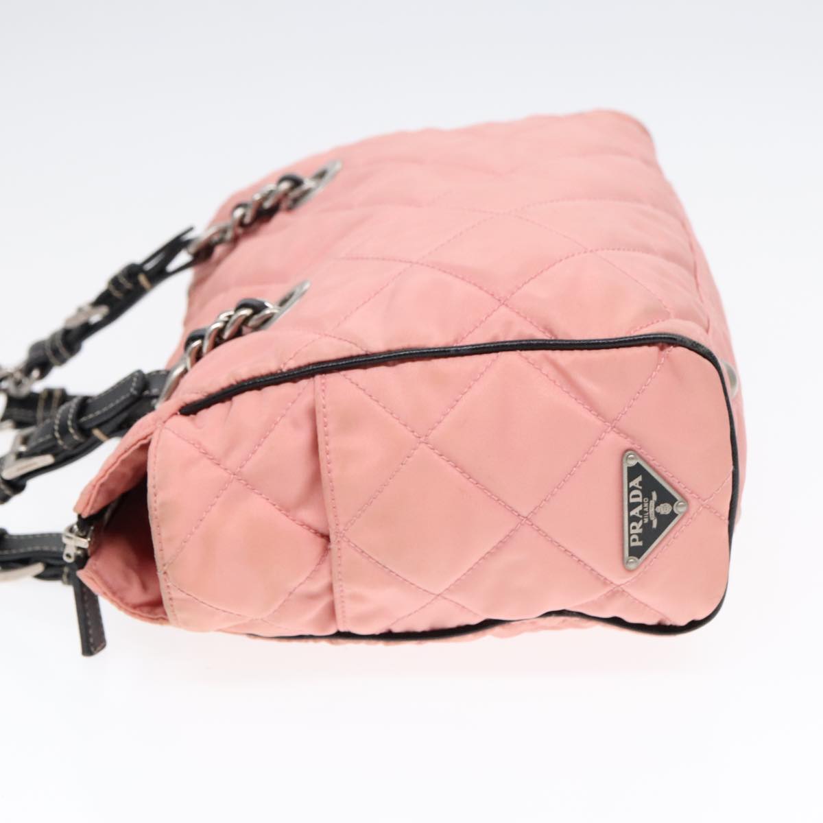 PRADA Quilted Chain Shoulder Bag Nylon Pink Auth 94001