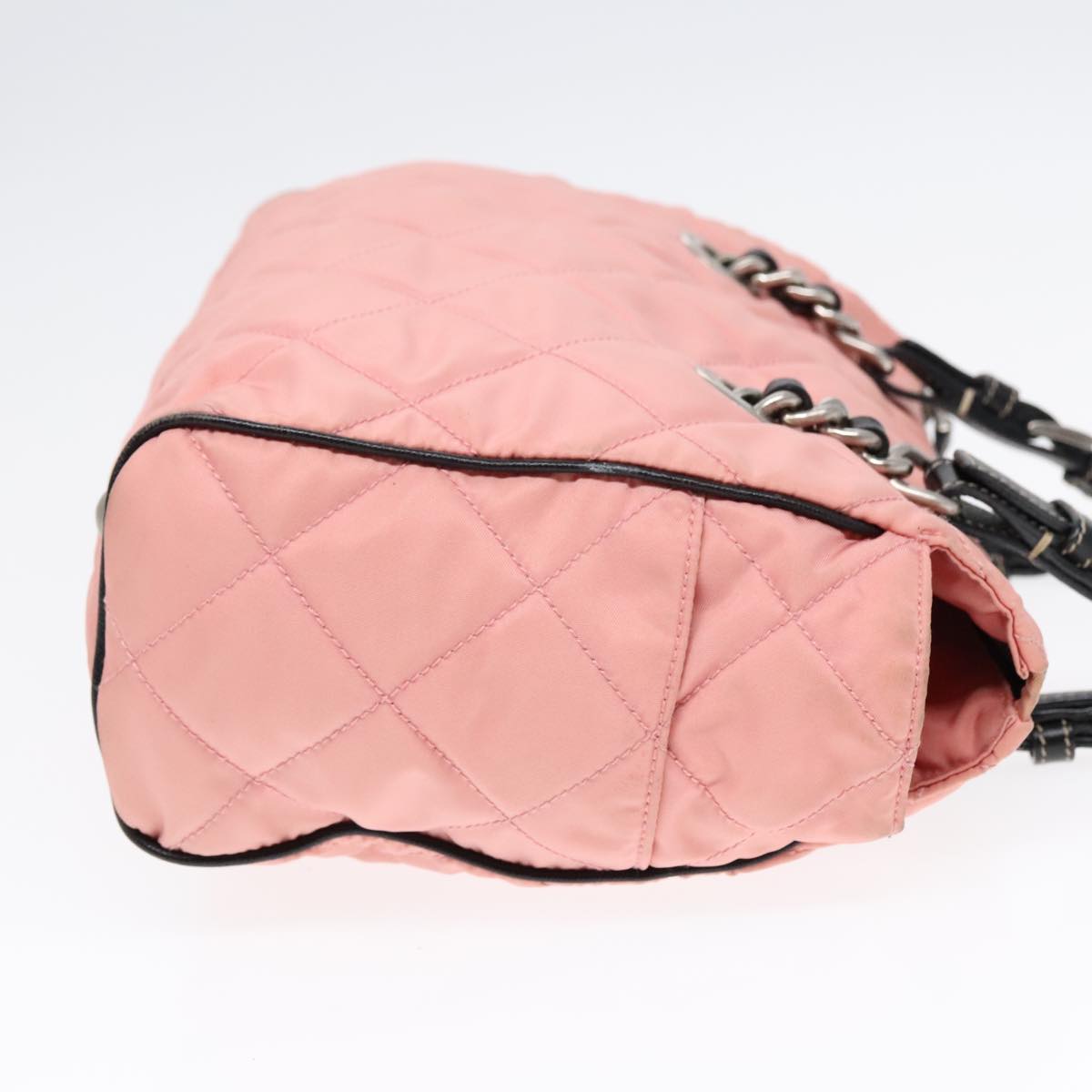 PRADA Quilted Chain Shoulder Bag Nylon Pink Auth 94001