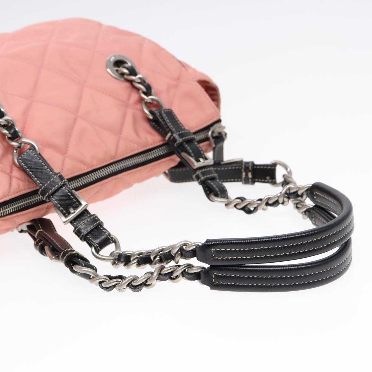 PRADA Quilted Chain Shoulder Bag Nylon Pink Auth 94001