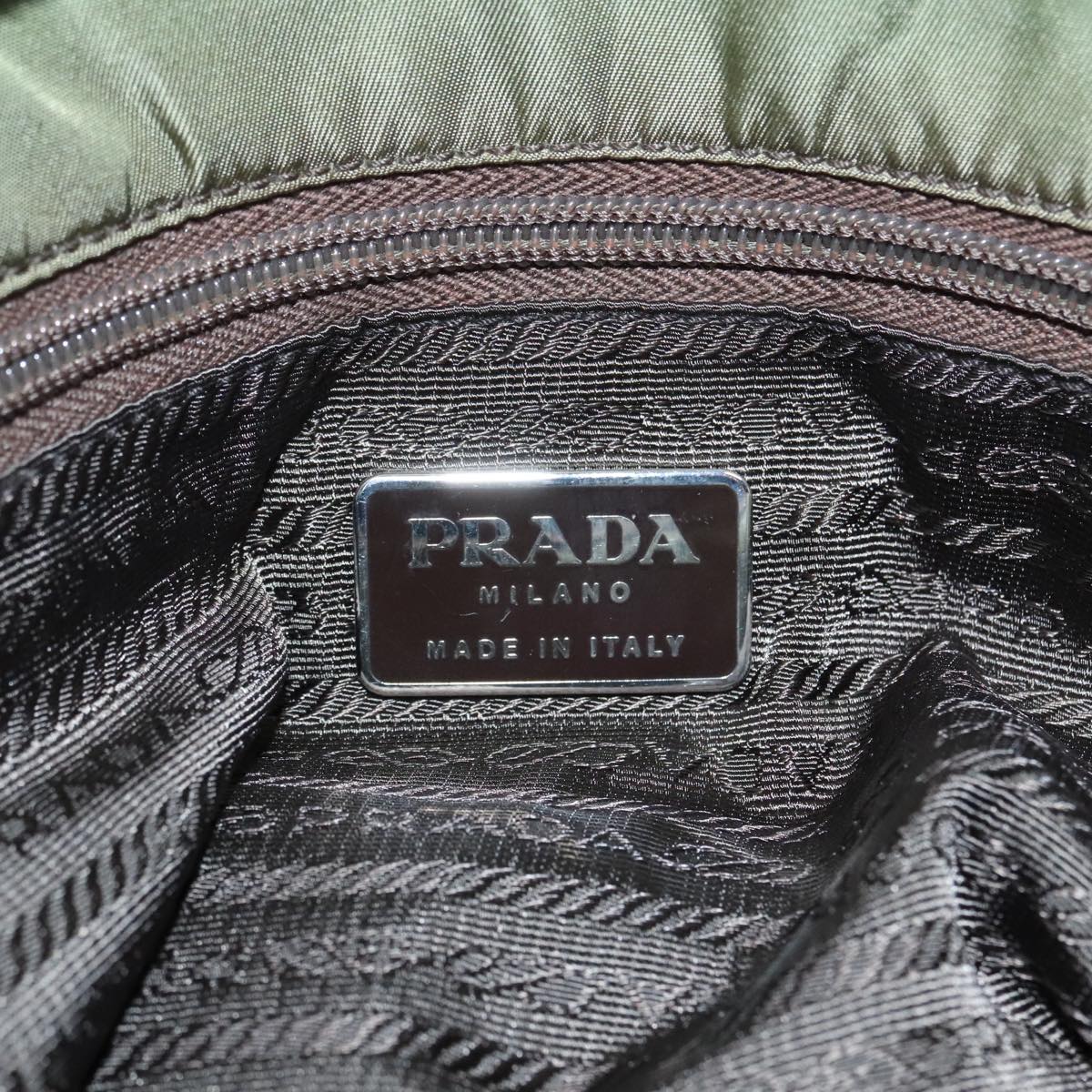 PRADA Hand Bag Nylon Khaki Auth 94002