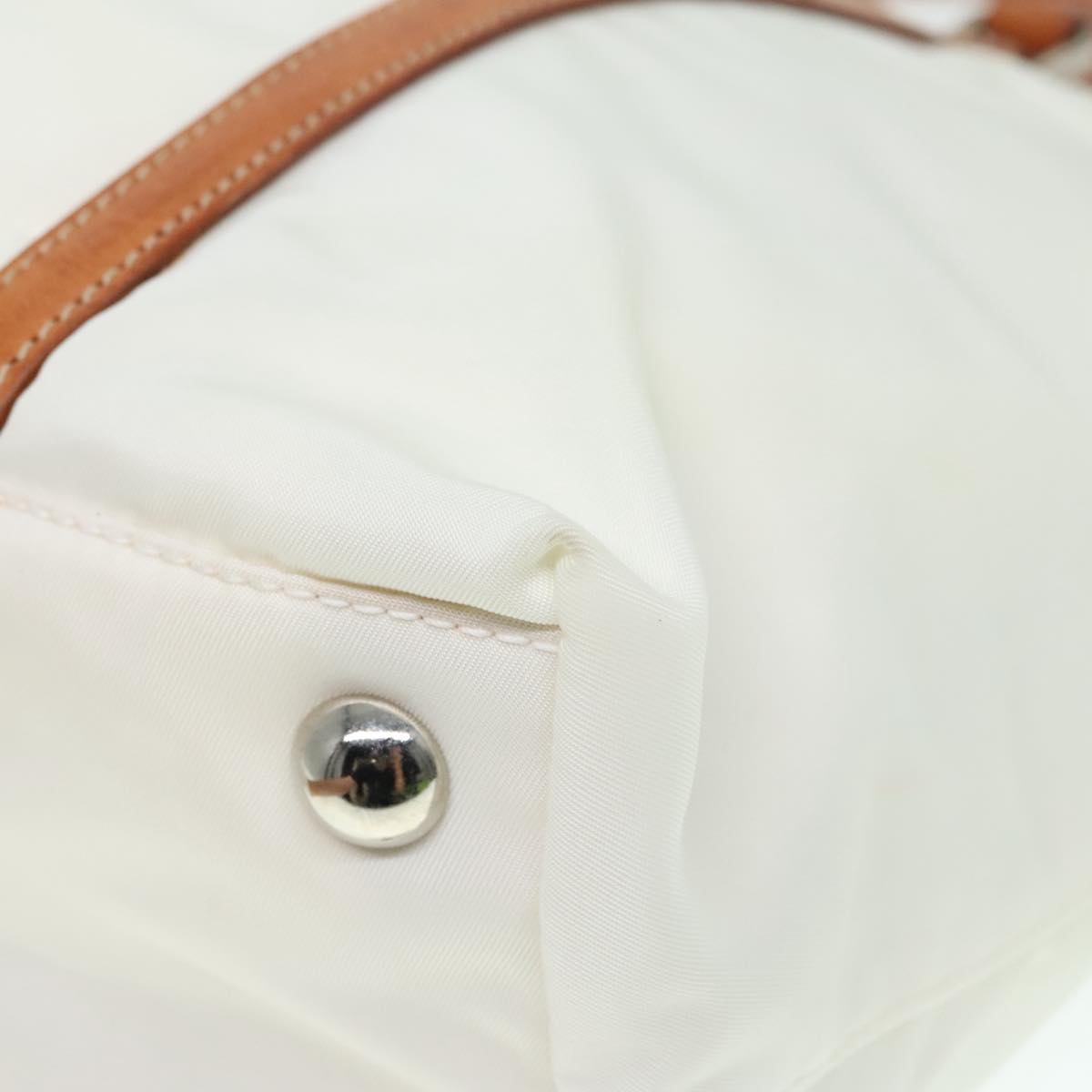 PRADA Hand Bag Nylon White Auth 94003