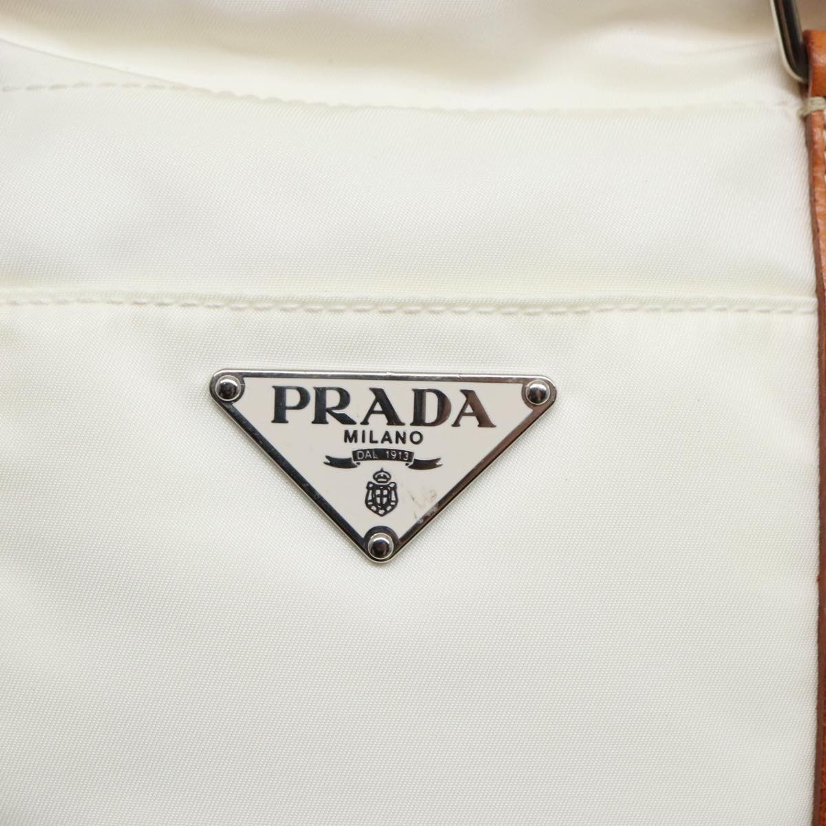 PRADA Hand Bag Nylon White Auth 94003