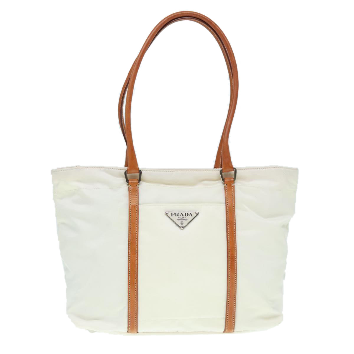 PRADA Hand Bag Nylon White Auth 94003