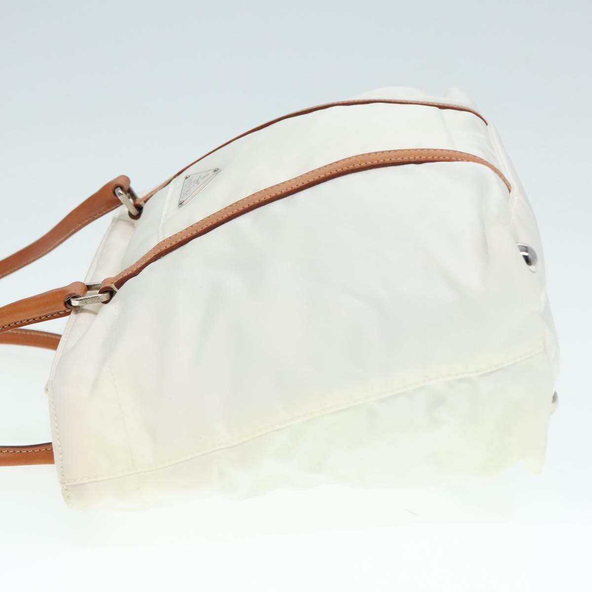 PRADA Hand Bag Nylon White Auth 94003