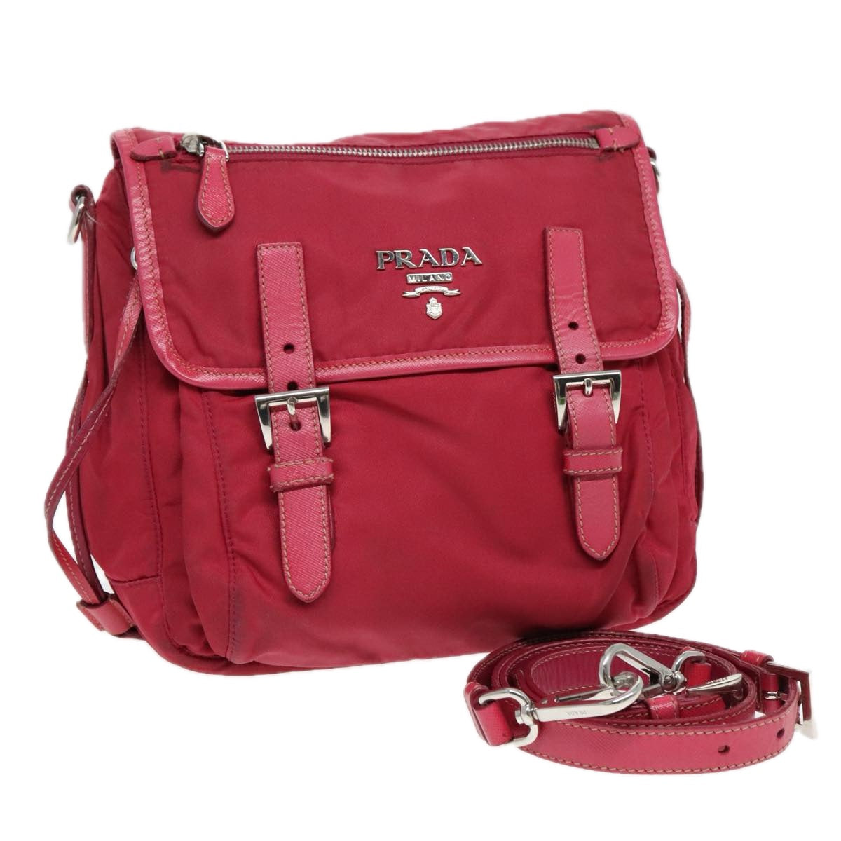 PRADA Shoulder Bag Nylon Pink Auth 94004