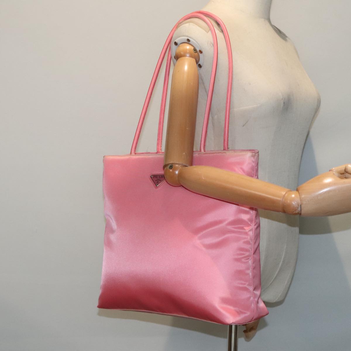 PRADA Tote Bag Nylon Pink Auth 94006