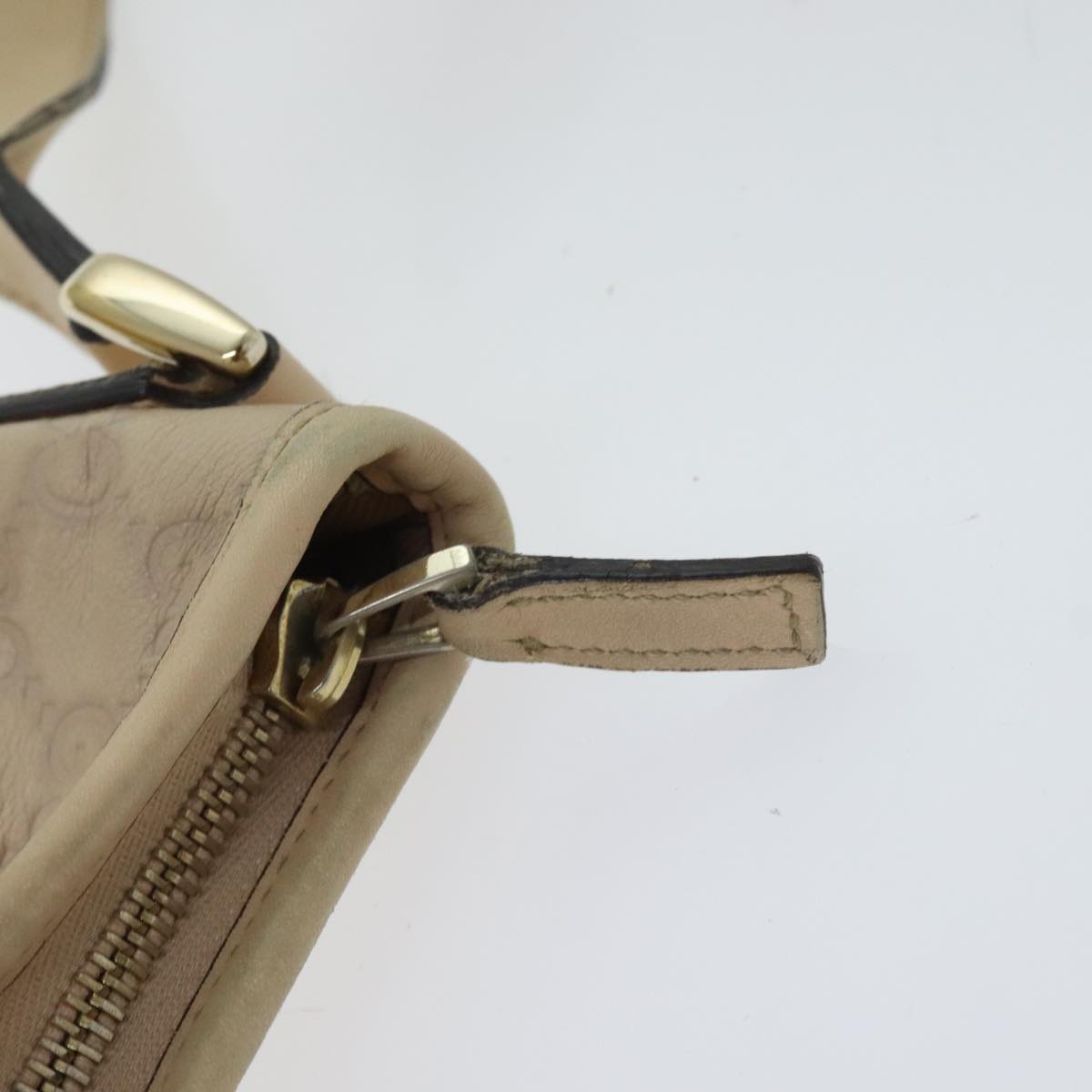 GUCCI GG Canvas Guccissima Shoulder Bag Beige Gold 131326 Auth 94007