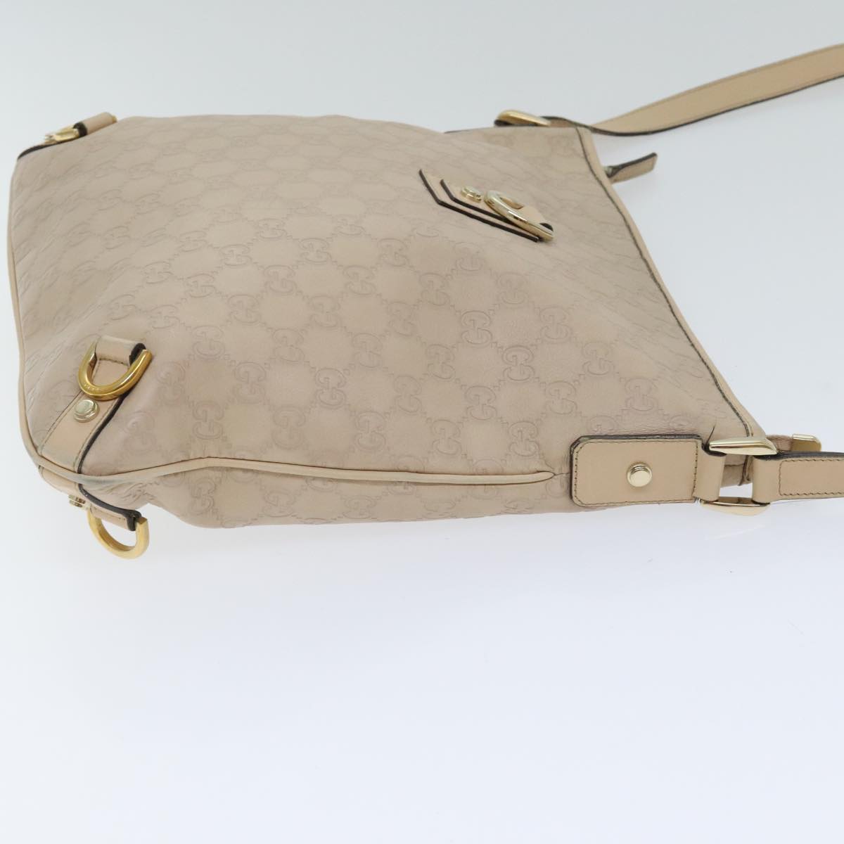 GUCCI GG Canvas Guccissima Shoulder Bag Beige Gold 131326 Auth 94007