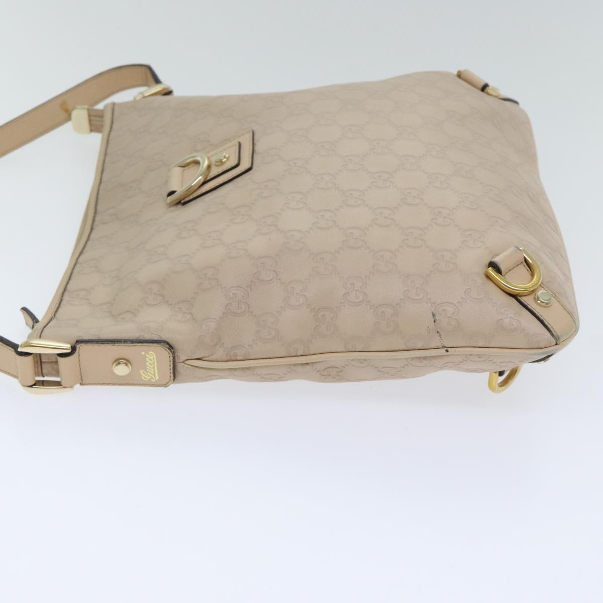 GUCCI GG Canvas Guccissima Shoulder Bag Beige Gold 131326 Auth 94007