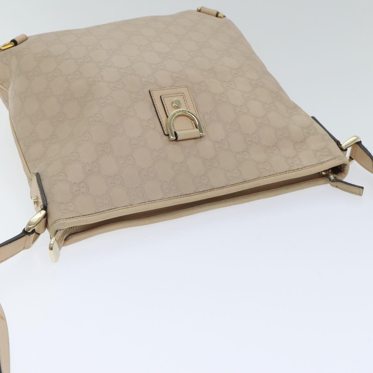 GUCCI GG Canvas Guccissima Shoulder Bag Beige Gold 131326 Auth 94007