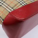 Burberrys Nova Check Tote Bag Canvas Leather Beige Gold Red Auth 94015-9