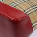 Burberrys Nova Check Tote Bag Canvas Leather Beige Gold Red Auth 94015-14