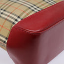 Burberrys Nova Check Tote Bag Canvas Leather Beige Gold Red Auth 94015-15