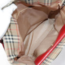 Burberrys Nova Check Tote Bag Canvas Leather Beige Gold Red Auth 94015-11
