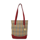 Burberrys Nova Check Tote Bag Canvas Leather Beige Gold Red Auth 94015-13
