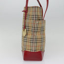 Burberrys Nova Check Tote Bag Canvas Leather Beige Gold Red Auth 94015-3