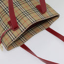 Burberrys Nova Check Tote Bag Canvas Leather Beige Gold Red Auth 94015-6