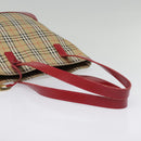 Burberrys Nova Check Tote Bag Canvas Leather Beige Gold Red Auth 94015-7