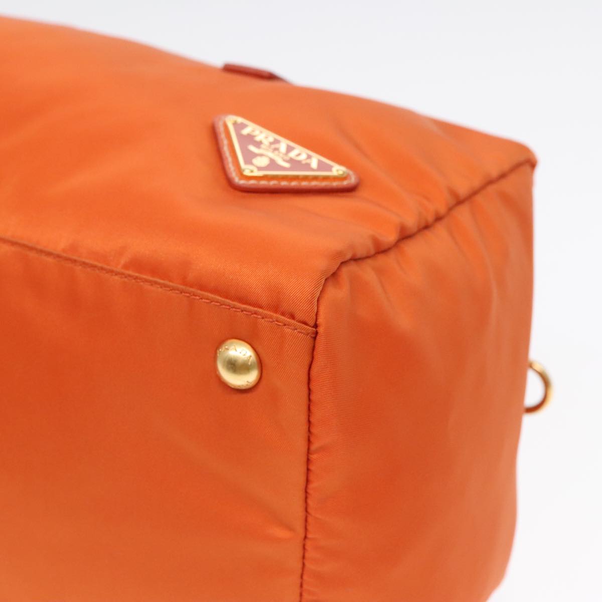 PRADA Boston Bag Nylon 2way Orange Gold Auth 94020