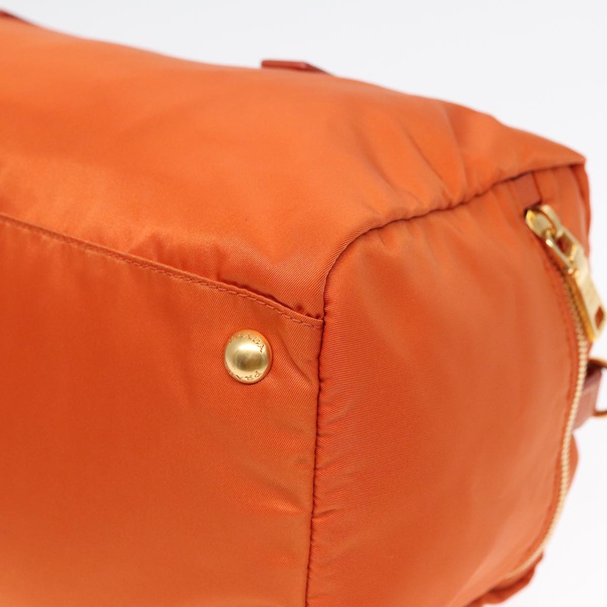 PRADA Boston Bag Nylon 2way Orange Gold Auth 94020