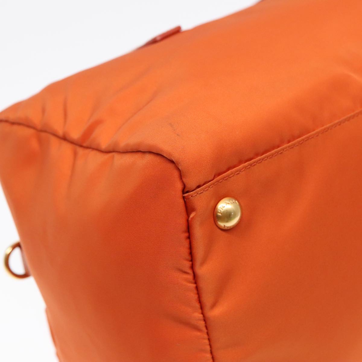 PRADA Boston Bag Nylon 2way Orange Gold Auth 94020