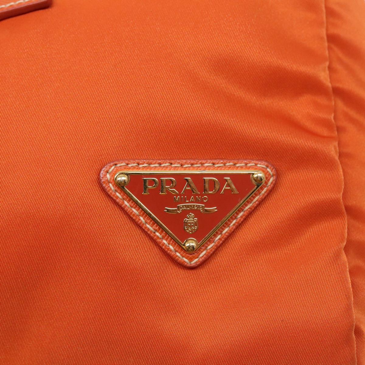 PRADA Boston Bag Nylon 2way Orange Gold Auth 94020