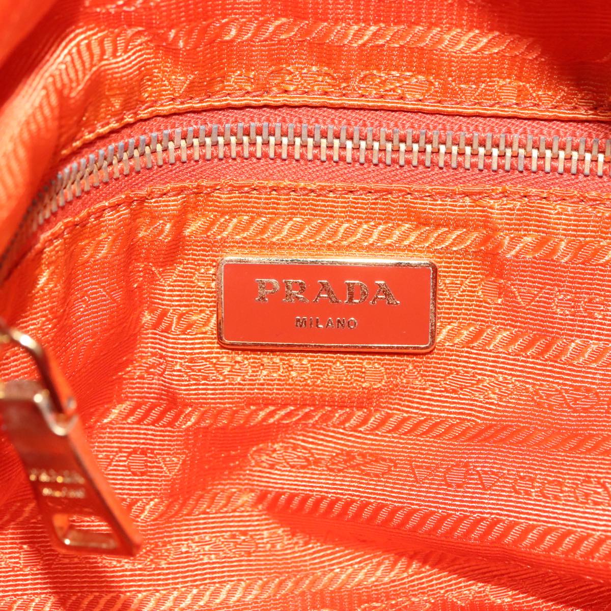 PRADA Boston Bag Nylon 2way Orange Gold Auth 94020