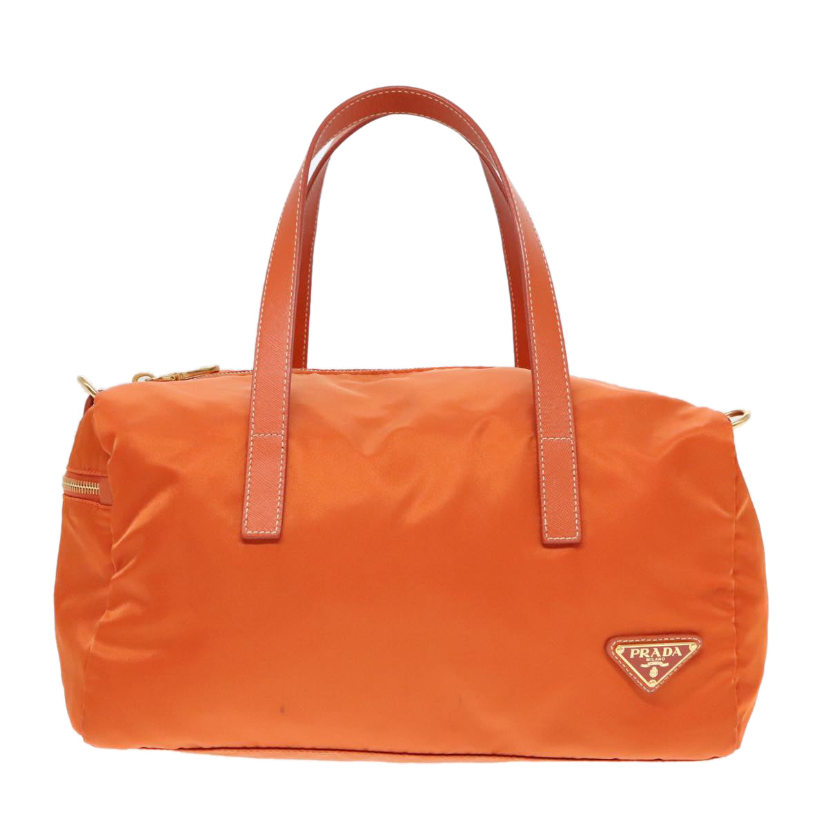 PRADA Boston Bag Nylon 2way Orange Gold Auth 94020