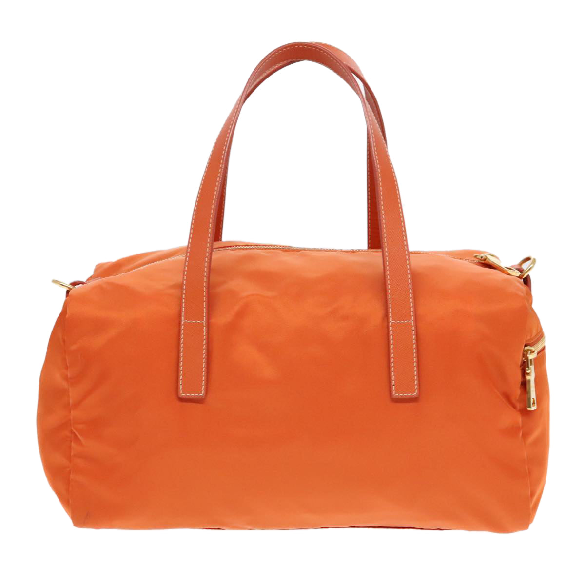 PRADA Boston Bag Nylon 2way Orange Gold Auth 94020 - 0